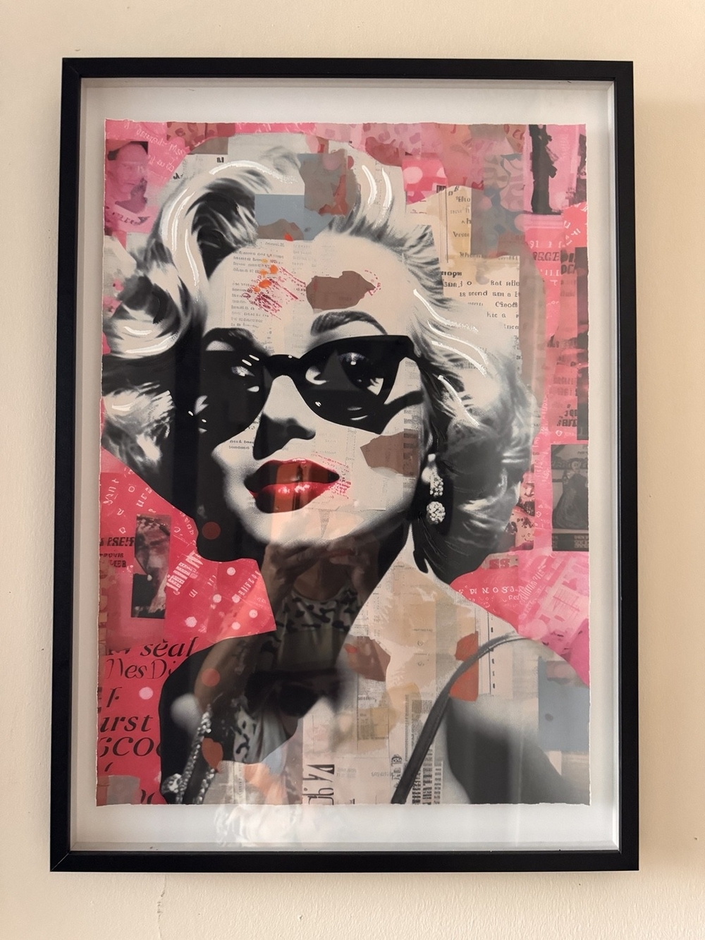 Framed Marilyn Pop Art Print in Pink and Black